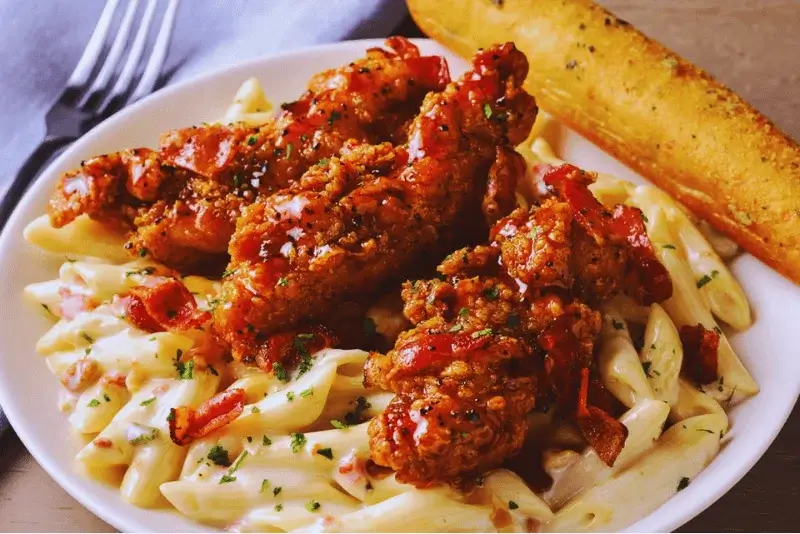 Four-Cheese Mac & Cheese with Honey Pepper Chicken Tenders