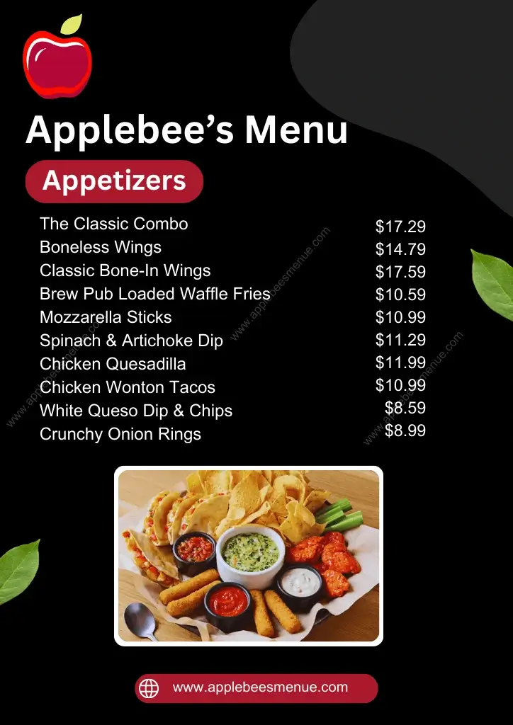 Applebees menu with Prices Appetizers