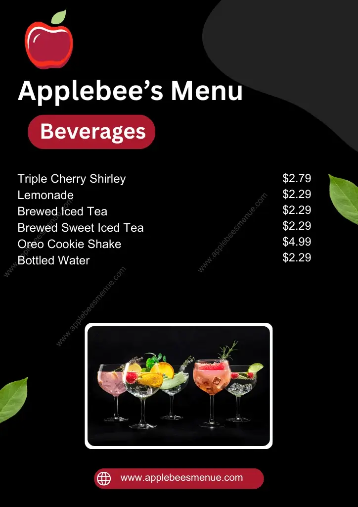 Applebees menu with Prices Beverages