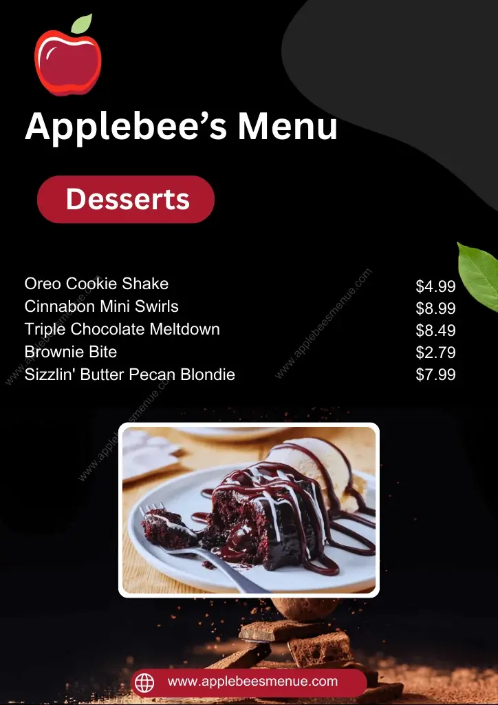 Applebees menu with Prices Desserts