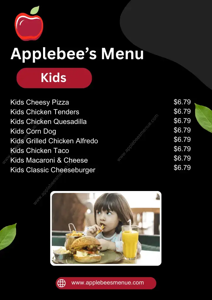 Applebees menu with Prices Kids