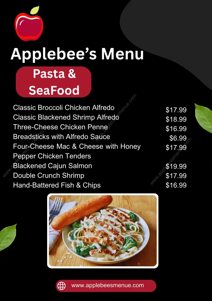 Applebees menu with Prices Pasta & SeaFood