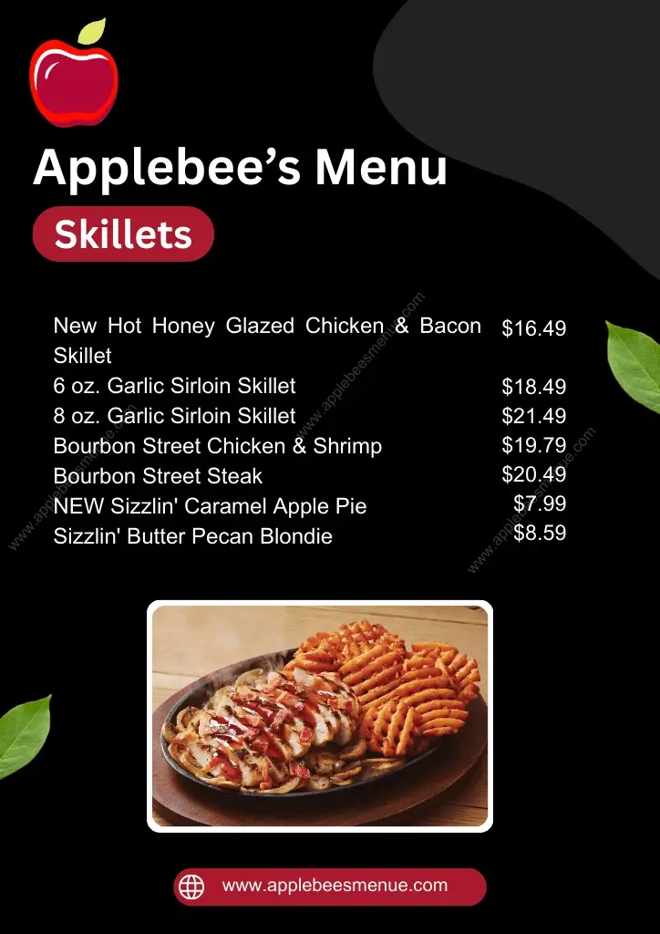 Applebees menu with Prices Skillets